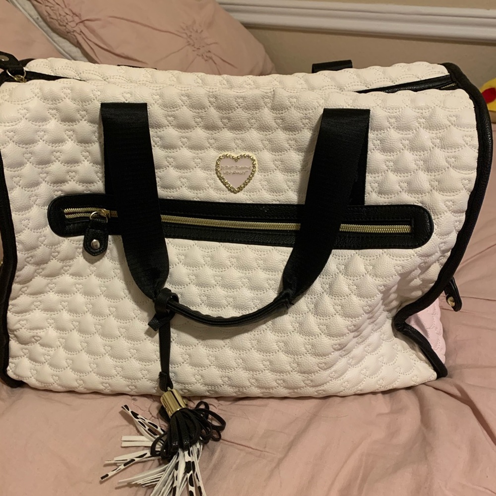 Betsey Johnson heart quilted weekender bag